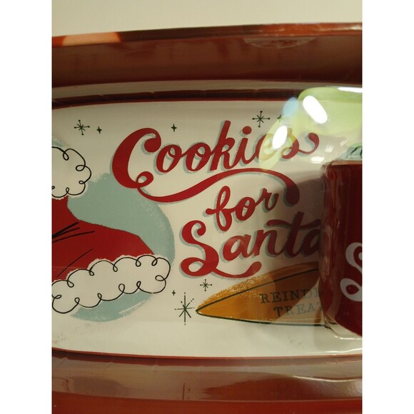 St. Nicholas Square Cookies For Santa Plate And Mug Set Red Mug Multicolor Tray - Picture 4 of 16